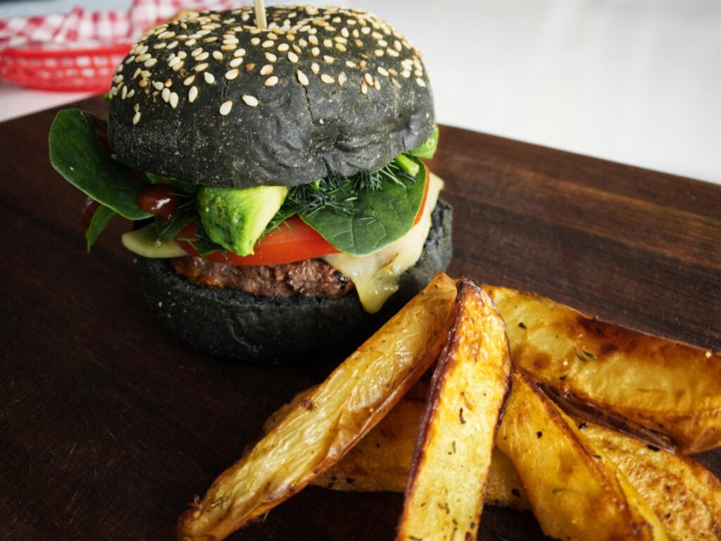 Kangaroo Burgers with Potato Wedges