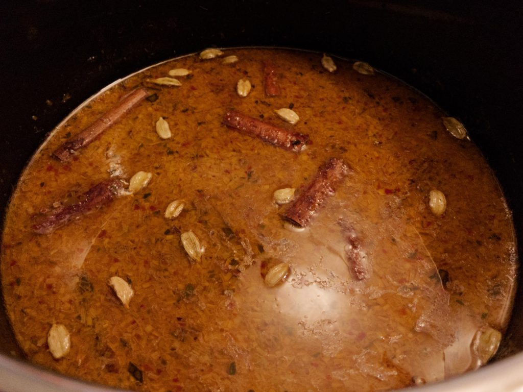 Massaman curry base sauce in cooking pot