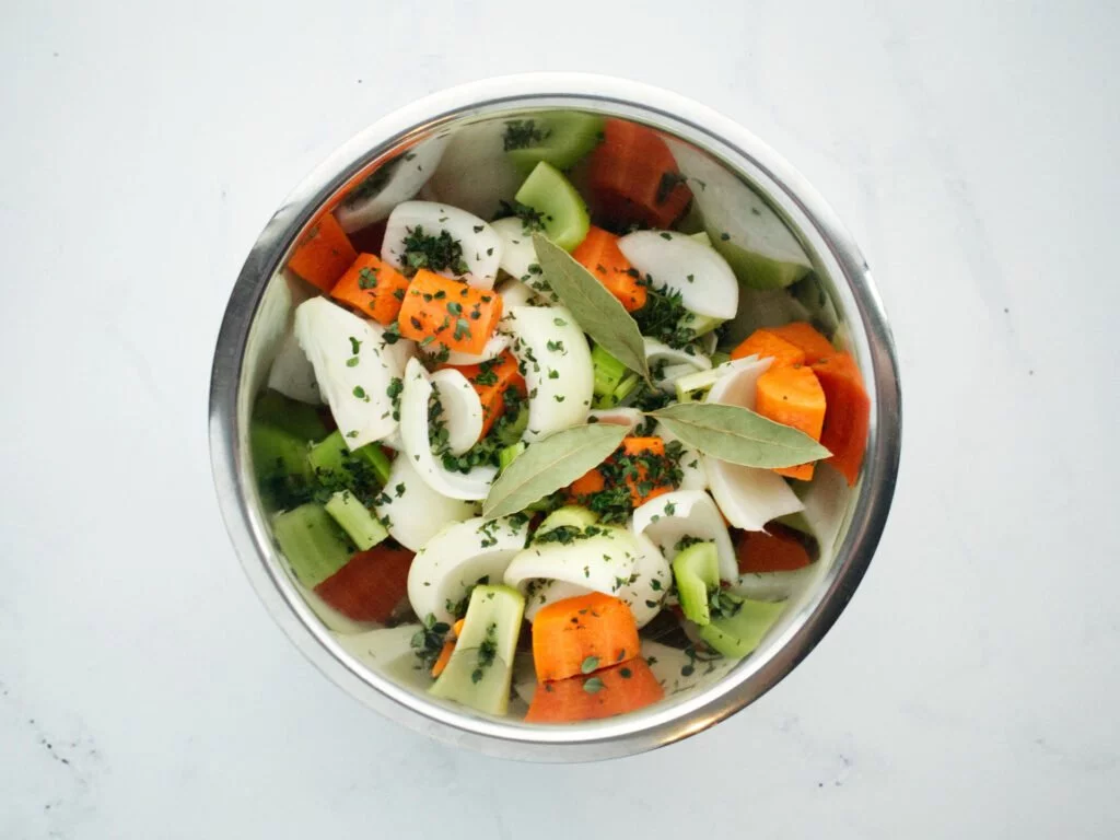 Diced vegetables for Beef Casserole