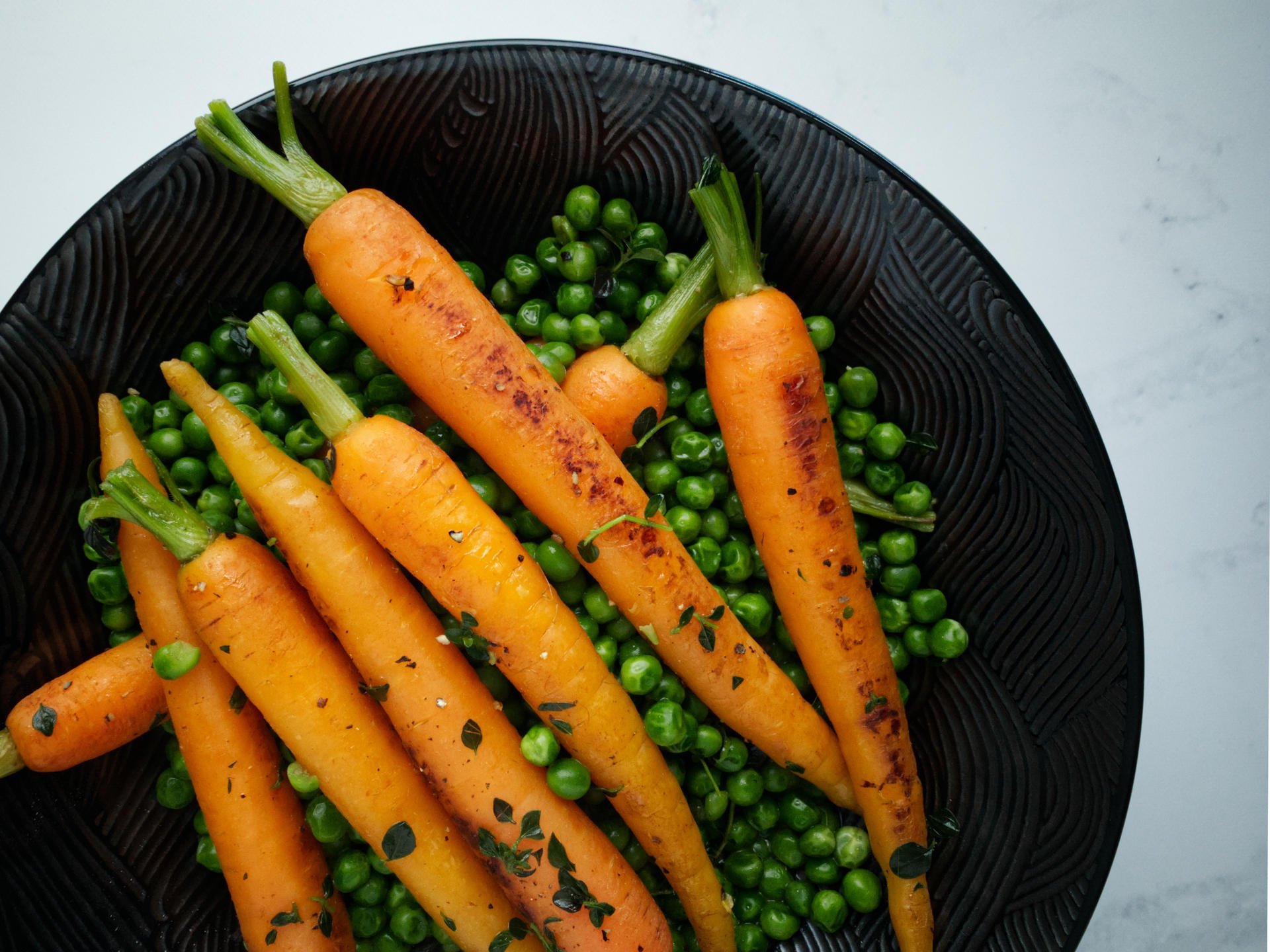 Braised Dutch Carrots and Baby Peas