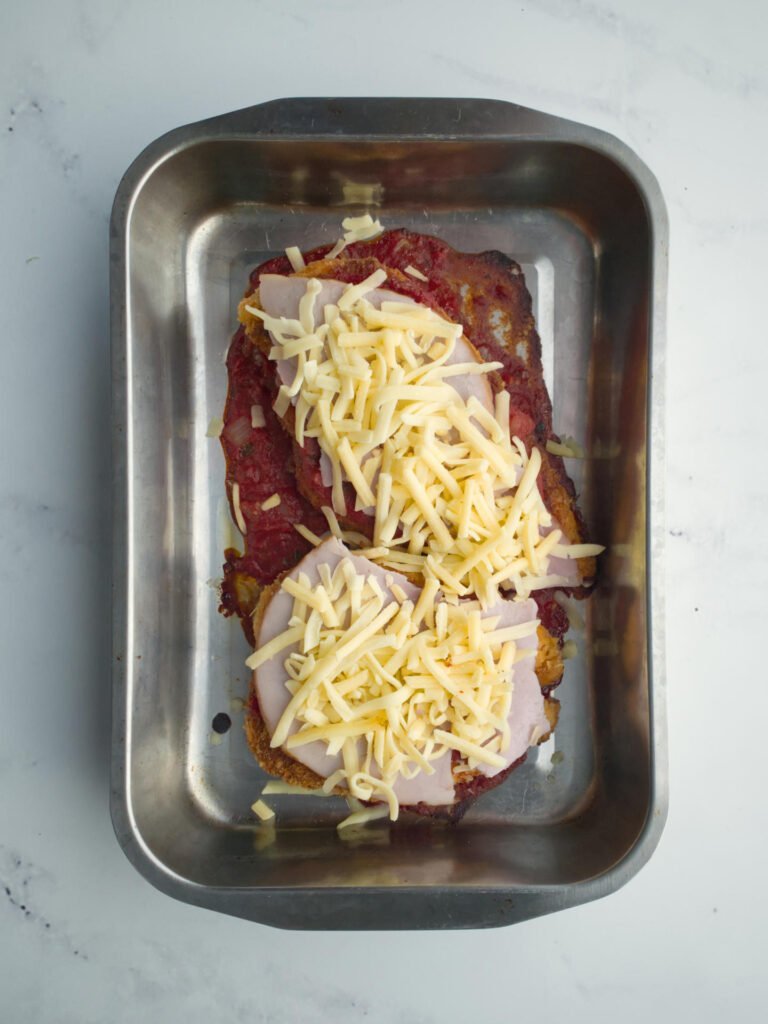 Chicken parmigiana ready to bake