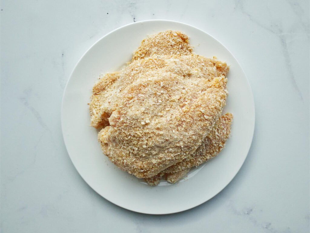 Crumbed chicken schnitzel