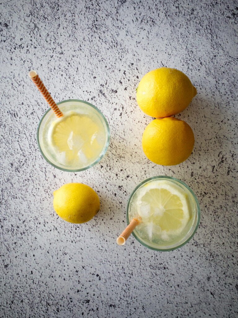 Traditional lemonade served in glasses