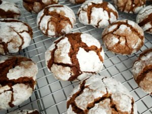 Chocolate Crackle Cookies cooling on wire rack