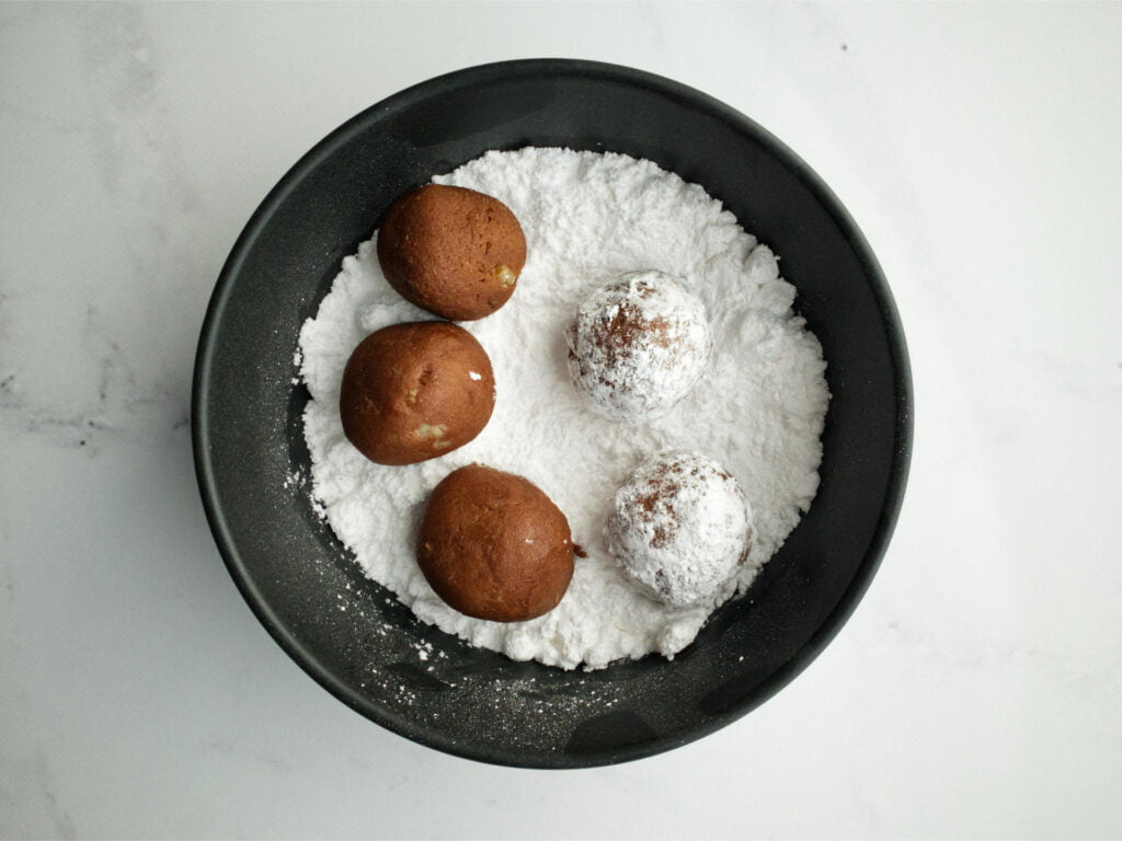 Chocolate Crackle Cookie mix in icing sugar