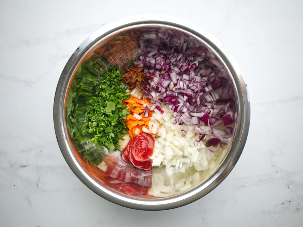 Beef sausage roll ingredients before the meat is added