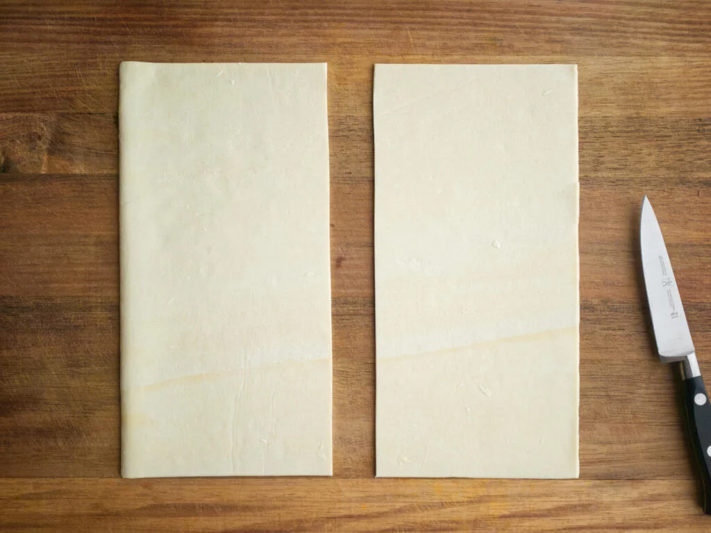 Puff pastry sheet cut into two equal strips