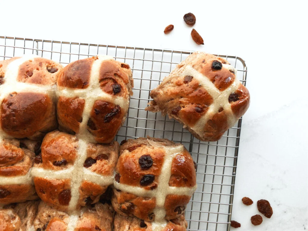 Delicious hot cross buns