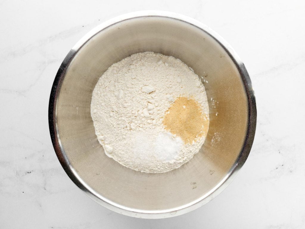 Dry ingredients in a mixing bowl